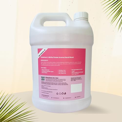 Image of TakeKare's Handwash Liquid Refill Can, Top Selling White Flower Fragrance - 5 Litre : Non Drying, Plant Based, Safe to Skin, Amazing Fragrance