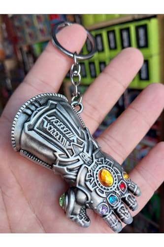 Image of Yaa Catchy Avengers Thanos hand with all Infinity Stone Gauntlet and Double-Bladed Sword KeyChain Key ring best Gift for (Thanos Lovers) Keychains