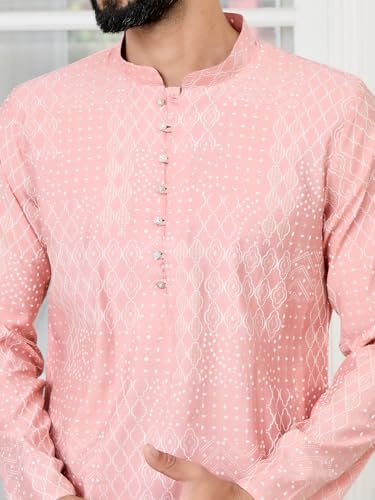 Image of See Designs Men's Full Sleeve Mandarin Collar Floral Embroidered Mandarin Collar Thread Work Straight Long Kurta - Festive Collection
