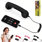 Retro Phone Handset, 2026 New Retro Style Type-C Phone Handset,Vintage Wired Plug in Handheld Cell Phone Receiver with Microphone, Suitable for Cell Mobile Video Conferences,Calls,Meetings (Black)