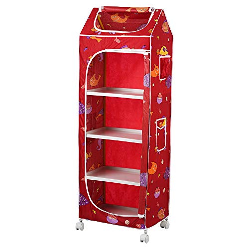 Image of Little One's | 5 Plastic Shelves Baby Foldable Wardrobe (Made in India), Unbreakable Material, (Plastic Structure)| Aquatic Red | HP5 /FR