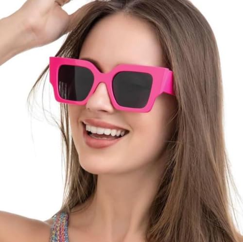 SORVINO Trendy Square Sunglasses for Women Ladies Square Oversized Frame Sun Glasses Hot Pink Black Sunnies4