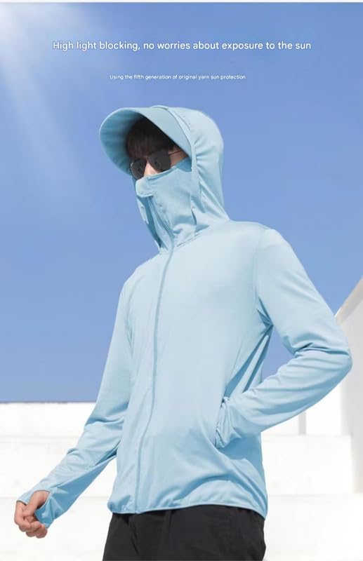 Image of Men and Women's UV Protection Jacket with Detachable Hood and Large Brim for Summer