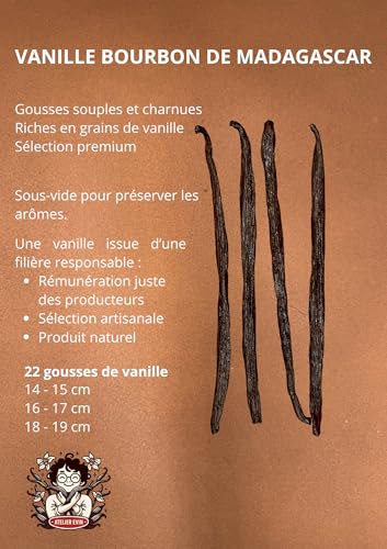 22 vainas Vainilla Bourbon Madagascar 14-15 cm – Grade A+ natural – Atelier Evin