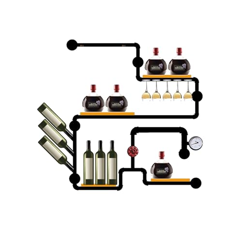 Étagère murale à vin en métal avec support de verre suspendu
