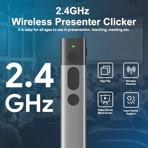 presentation clicker wireless presenter remote - rioicc rechargeable aluminum powerpoint clicker with red laser plug amp play laser pointer for macoskeynoteprezigoogle slideswindowslinux