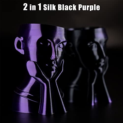 Image of PLA Filament 1.75mm,3D Printer Filament High Speed Printing, Silk PLA Dual Color Black Purple 3D Printer Filament, 1.75 PLA Filament + /-0.02mm, 1kg /2.2lb