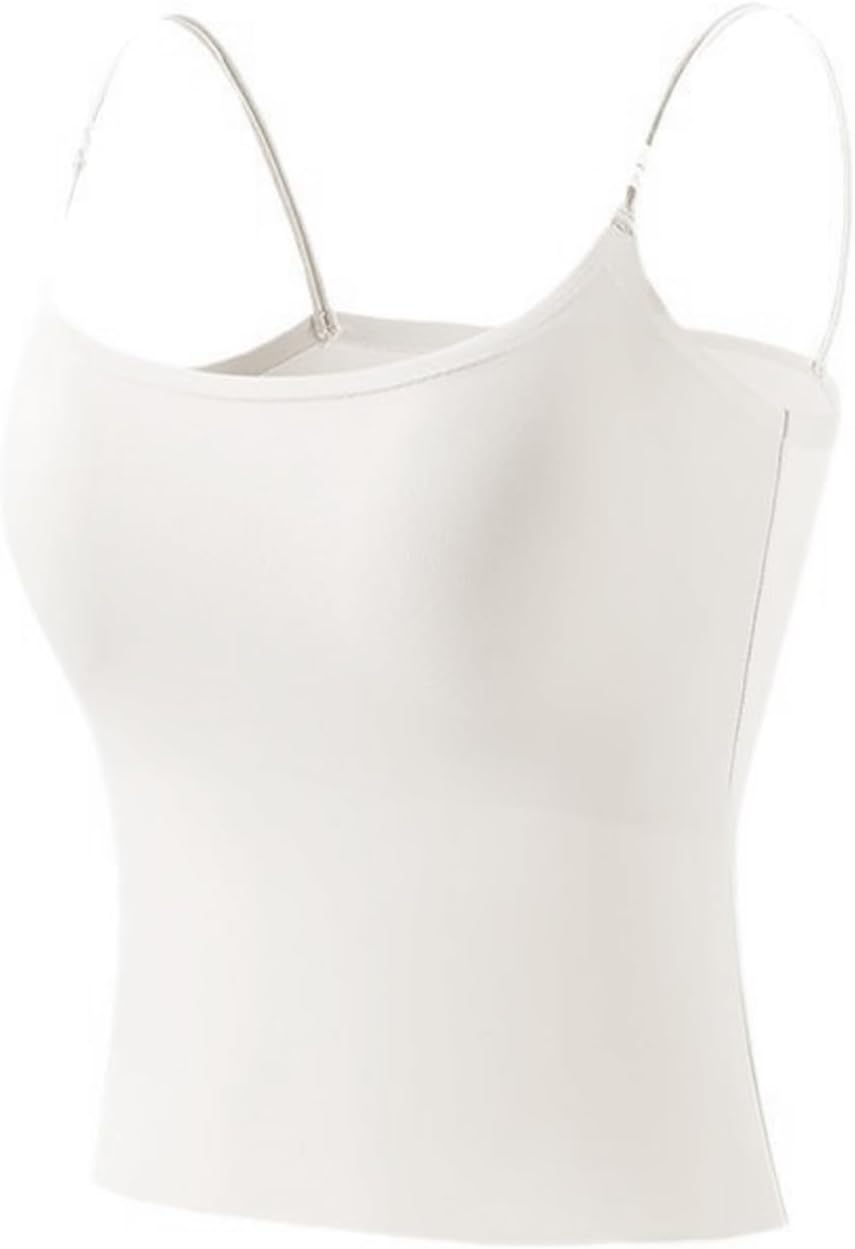 Women Camisole Tank Top with Built in Bra Shelf Bra Spaghetti Strap Cami Tank Top