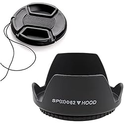 Lente Tamron 18 200 Para Nikon Parasol de 62 mm y tapa de lente de 62 mm, compatible con Nikon, Pentax, Sony, Sigma, Tamron SLR Lens, cámara digital (1+1 paquete)