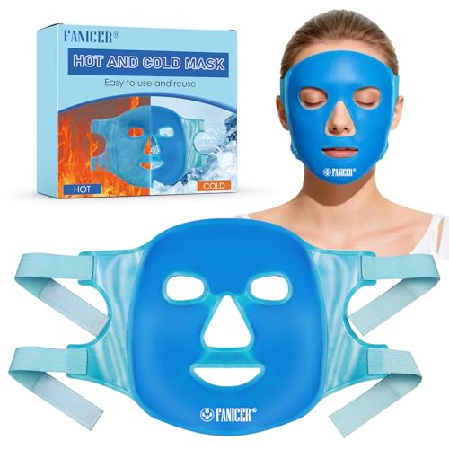 Cooling Full Face Gel Masks Reusable Face Cold Face Ice Pack Cooling Mask Soothing Ice Cold Gel FaceMask Cooling face mask for Stress Relief Relaxation