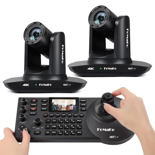 Image of FoMaKo 4K 20X PTZ Camera HDMI with NDI and AI Auto-Tracking PTZ Camera,for Church Worship Education Conference Events,NDI 6 & NDI HX3 Certified(K20UHx2+KC608 Pro) BK20UH2