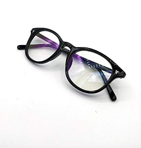 Image of Roshfort Unisex Oval Blue Cut Zero Power Full Rimless Computer Glasses Spectacle Frame (Black, E-3)