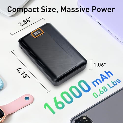 Image of Diweez 16000mAh Heated Vest Battery Pack, 7.4V /5V Power Bank with LED Display for Heated Apparel, Vest, Jackets, Pants, Heated Blanket, Portable Charger with DC /USB-A /USB-C Output and Type-C Input