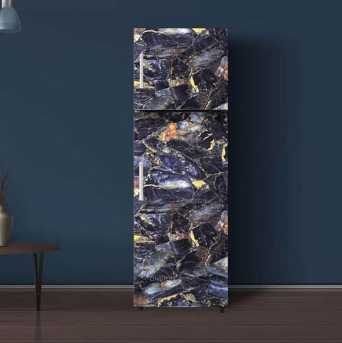 ONETON Marble Sticker Fridge Sticker Self Adhesive Vinyl Sticker Marble Removable Refrigerator Wrap Decorative Sticker (Blue Stone, 24x80 Inch)