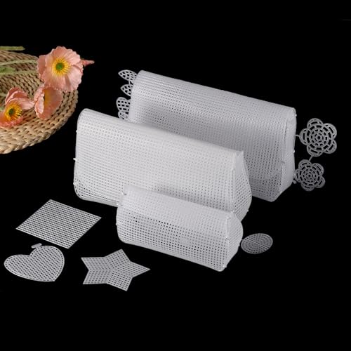 Image of MECCANIXITY 2Pcs Plastic Mesh Canvas Sheet 6 Count 41.2 cm / 16.2 inch for Crochet Bag Making Crossbody Bag Blank Canvas for Embroidery Needlepoint, Bag, Knit Crochet Mesh, Black
