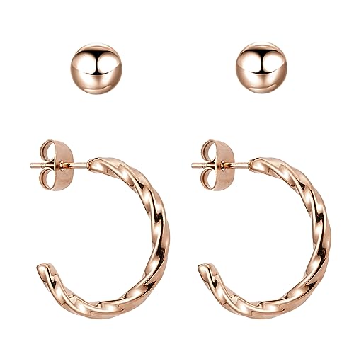Creolen-Set BonnyTwist in Roségold