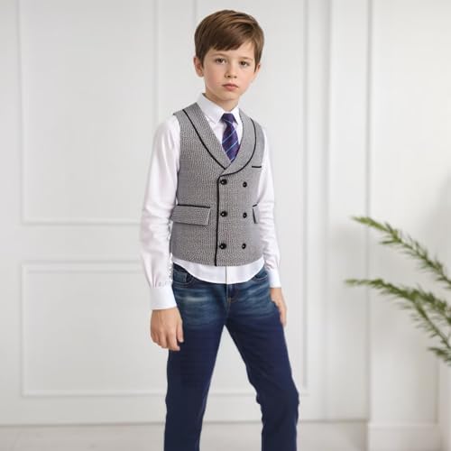 Boy Corduroy Stripe Suit Vest Kids Retro Slim Fit Double Breasted Lapel Waistcoat Teen Formal Party Sleeveless Coat2