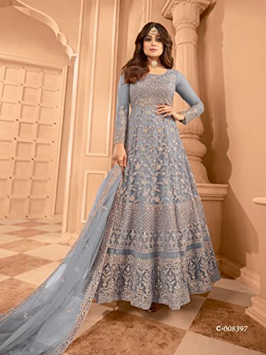 Heni Fashion Indian Pakistani Party Wear Wedding Wear Designer Net Embroidered Long Anarkali Suit Anarkali Gown For Women2