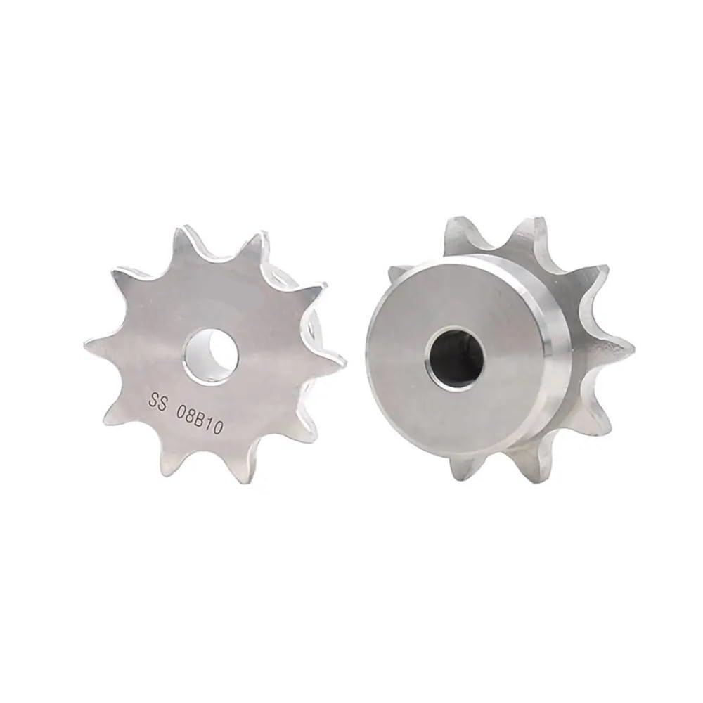 Piñón de cadena de rodillos, Piñón de cadena rodillos acero inoxidable 08B, 10-25 dientes, paso 12,7 mm