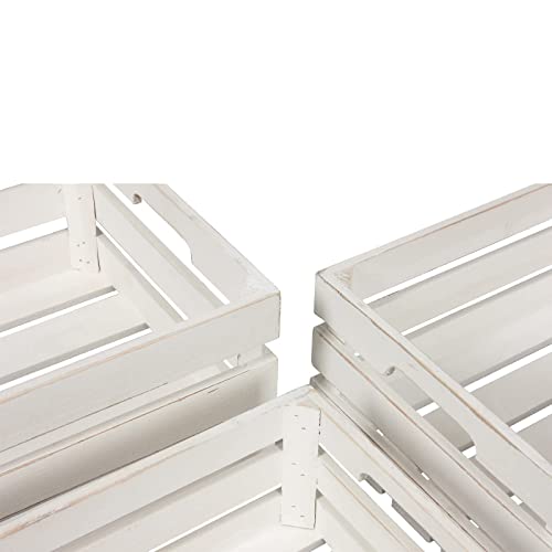 Rustic Solid Wood Crates For Display White, Set Of 3 Nesting Wooden Crate Box With Handles, Farmhouse Milk Crate Storage Bins, Decorative Risers Container Basket For Gifts Wedding Party Christmas #TOP4
