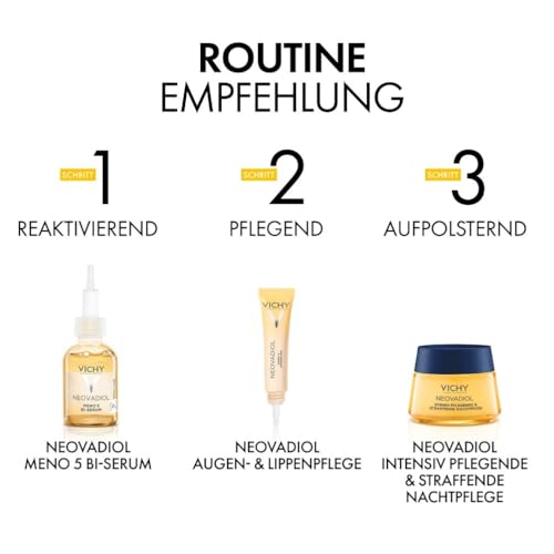 Vichy - NEOVADIOL - Crème de Nuit Relipidante Raffermissante Post-Ménopause - Enrichie en Eau Volcanique de Vichy, Proxylane et Niacinamide - Crème de Nuit Visage anti-âge - Peaux Matures