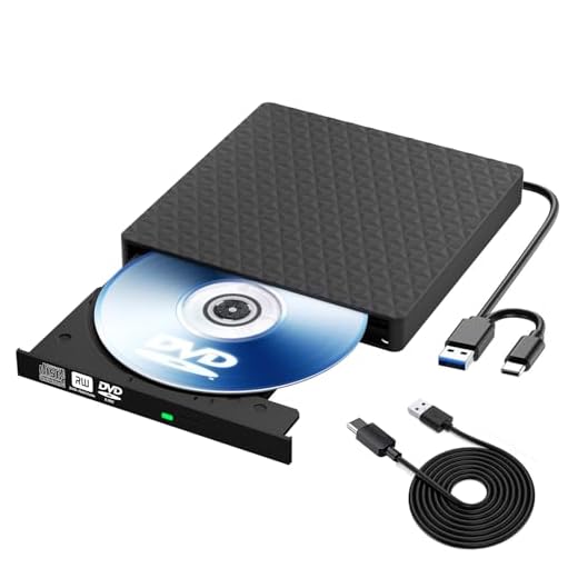 Lecteur CD DVD Externe pour PC, Portable CD/DVD +/-RW Drive, Graveur Enregistreur USB 3.0 et Type-C, Mince Graveur DVD Externe Player pour PC Laptop Desktops Windows 11/10/8/7/XP/Vista/Linux/Mac OS