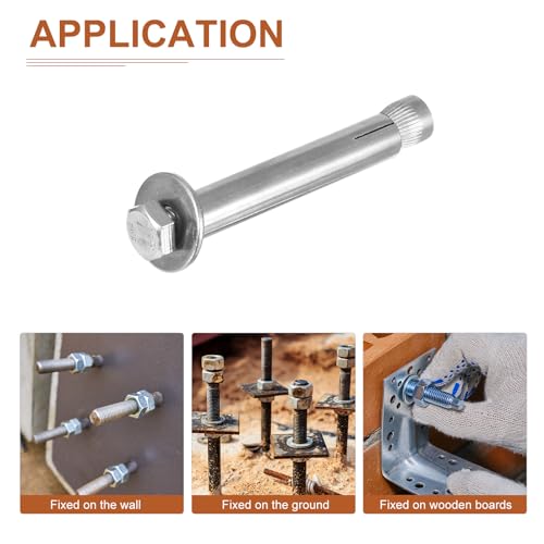 Image of DTGN M8 x 80 Hex Expansion Bolts - 5Pack - Good for Concrete Dry Brick Block Walls - 304 Stainless Steel - Silver