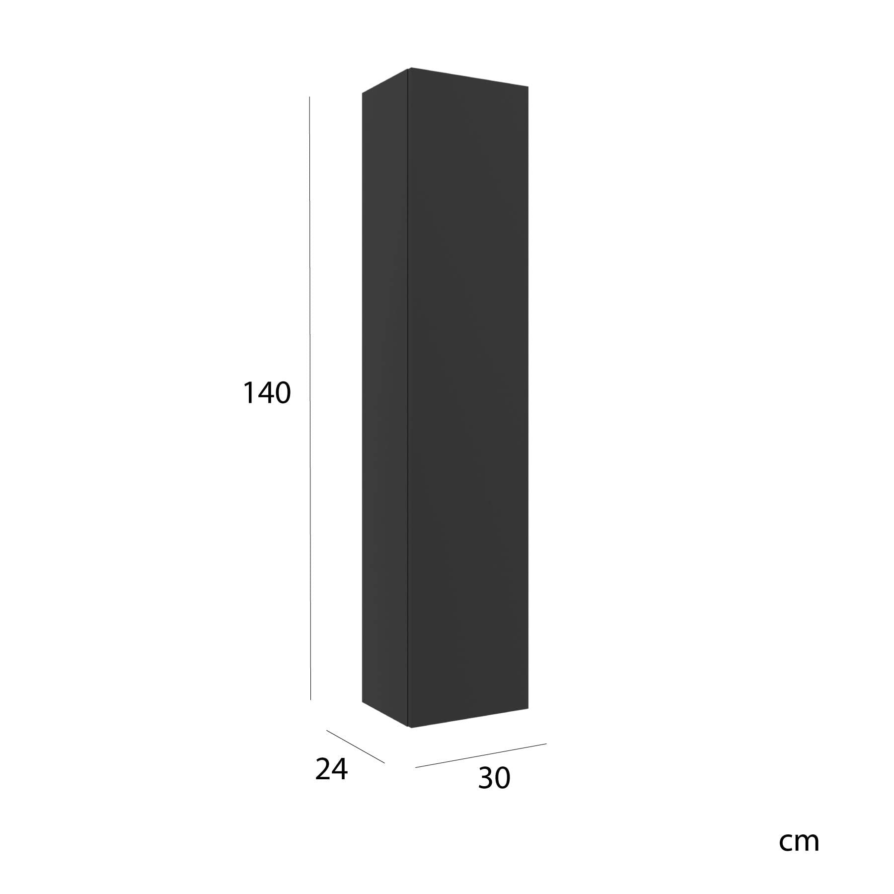 Columna de baño Bequia 100% montada de fábrica | Acabado Negro Mate suspendida 1 Puerta Apertura Push y Cierre amortiguado | Salgar