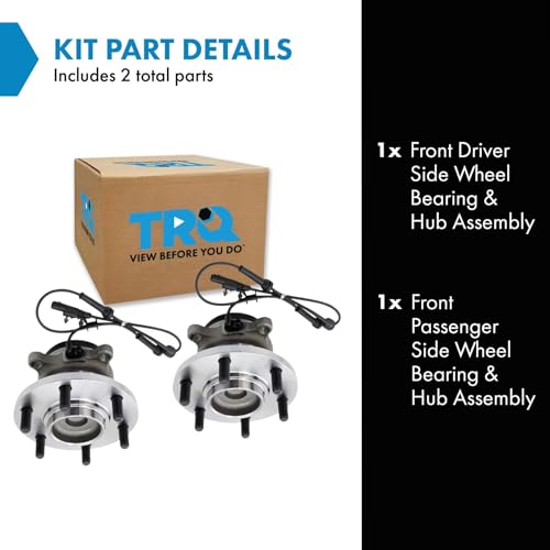 Image of TRQ Front Driver and Passenger Side Wheel Bearing and Hub Assembly Set 2 Piece Compatible with 2016-2019 Nissan Titan XD RWD