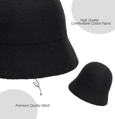 Sombrero de punto para mujer invierno negro miniatura 4