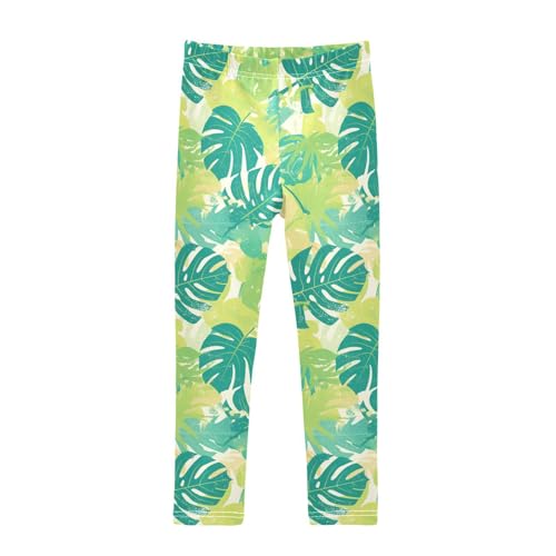KLL Leaves Monstera Blots Girls Cotton Pants Fashion High Waisted Lounge Pants Exercise
