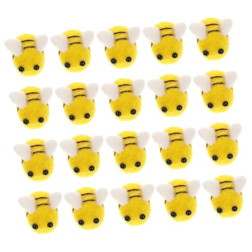BESPORTBLE 20個 羊毛フェルトミツバチオーナメント 小型かわいいチュア蜂クラフトパーティーデコレーション 帽子服飾用アクセサリー 手作り用