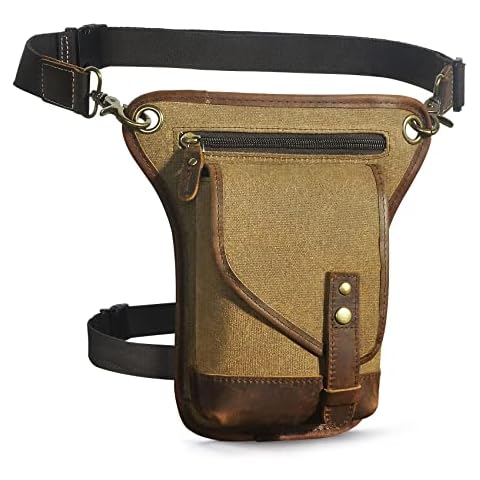 Handadsume Riñonera de Marcha de Lona Impermeable y Cuero Cover