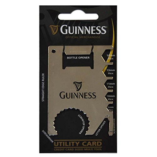 Guinness Credit Card Sized Multi Tool Silver Utility Card With Black Harp Design