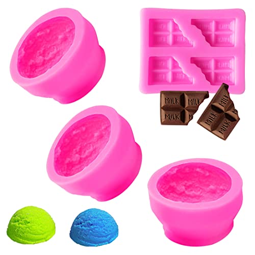 5 Moules à Bougie 3D Silicone – Formes Boule Crème Glacée & Fruits Réalistes, Anti-Adhésif Pour Bougies Parfumées, Savons, Bombes De Bain & Décor Gâteaux