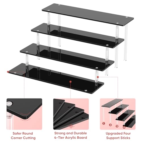 4 Tier Acrylic Display Risers, Clear Perfume Organizer Stand, Large Cupcake Stand Holder, Dessert Display for Party, Display Shelf for Figure and Collection, Riser Stand for Decoration and Organizer - Image 5