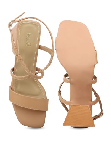 Image of Inc.5 Women Beige Block Heel Fashion Sandal