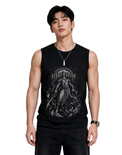 Image of JUGULAR Tank Tops Sleeveless T-Shirt for Men Gym Wear Vest Printed Stylish Round Neck Running for Sports Workout Fitness & Casual or Beach Wear