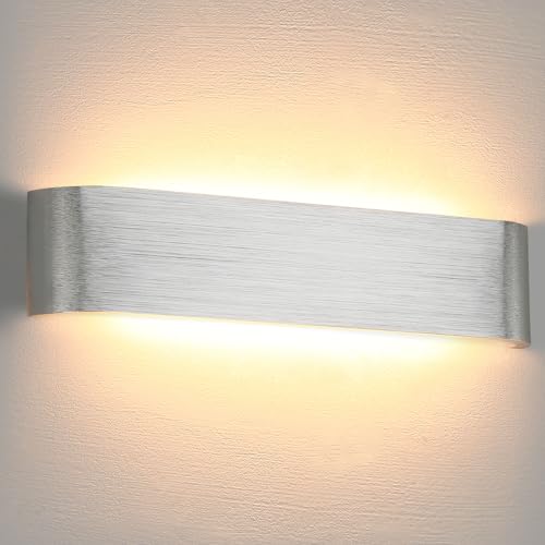 Lightsjoy 18W 40CM Wandleuchte Innen LED Wandlampe Silber Up and Down Moderne Wandbeleuchtung Wandlicht Belechtung Flurlampe Flur f&uuml;r Schlafzimmer Korridor Wohnzimmer Treppe usw Warmweiss
