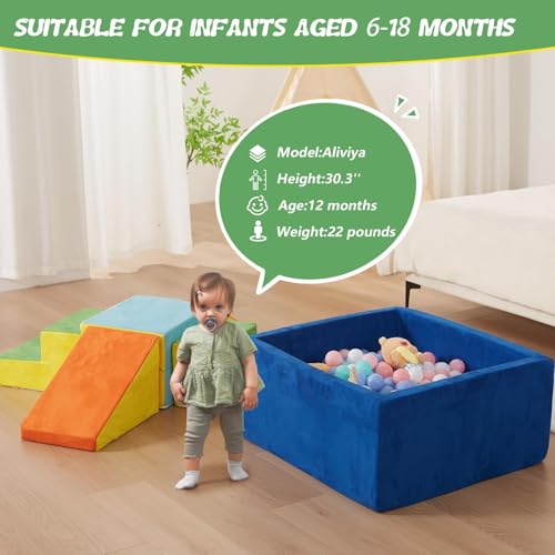 Image of 6-Piece Foam Climbing Blocks with Ball Pit for Toddlers 1-3,Soft Play Set for Indoor Climbing & Sliding,Modular Baby Gym for Gross Motor Skills,Machine Washable,Colorful(Balls Not Included)