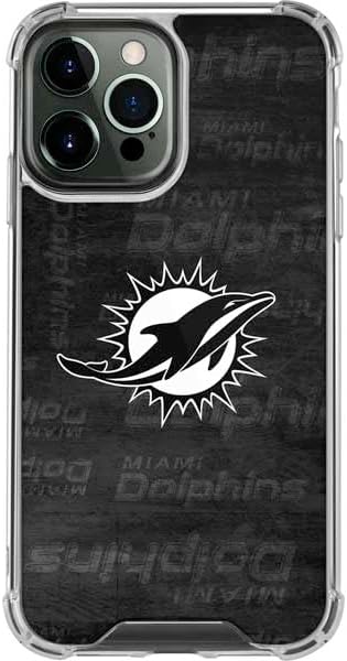 Skinit Clear Phone Case Compatible with iPhone 13 Pro Max - Officially Licensed NFL Miami Dolphins Black & White Design
