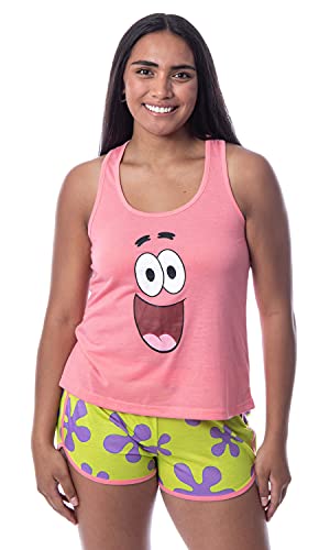 Nickelodeon SpongeBob SquarePants Womens Patrick Tank Pajama Short Set (Medium) Pink