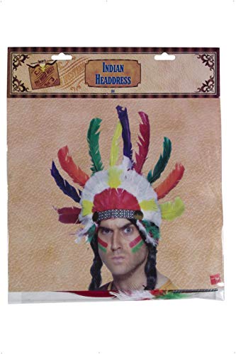 Smiffys Native American Inspired Headdress, Multi-Coloured Sitting Bull, Cowboys and Indians Fancy Dress, Adult Dress Up Accessories - Image 3