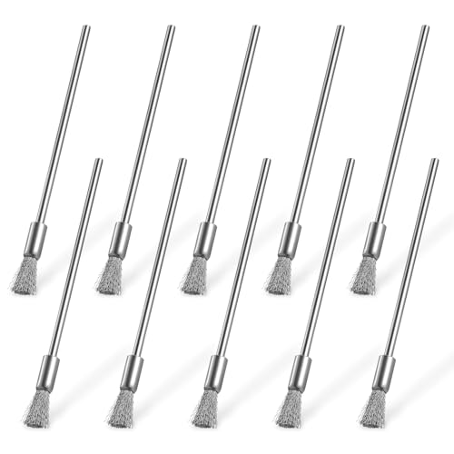 Image of 10 Pcs Wire Brush, Stainless Steel Extended Cleaning End Brushes Small Wire Brush Extended Pen Polishing Rotary Tools Accessories 6 mm End Scrub, 3 mm Mandrel
