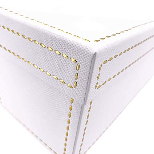 Oxfrd & Comma Luxury Gift Box, White With Gold Stitching, Large Square #TOP3