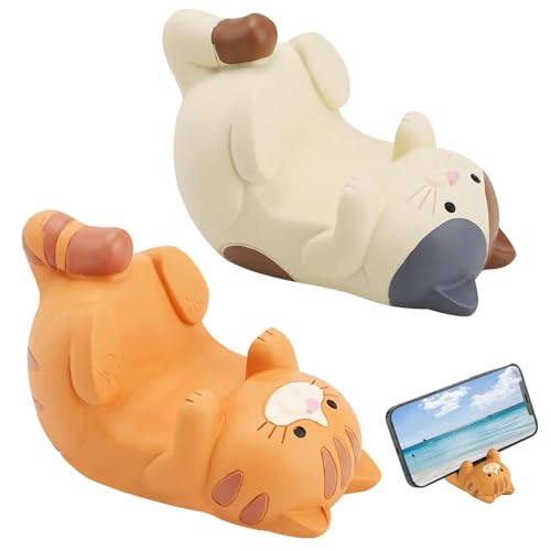 Chat Mignon Support de téléphone 2 Pièces Supports de Téléphone Portable Drôles en Forme de Chat Supports pour Smartphone en Forme Chat Portable tête de...