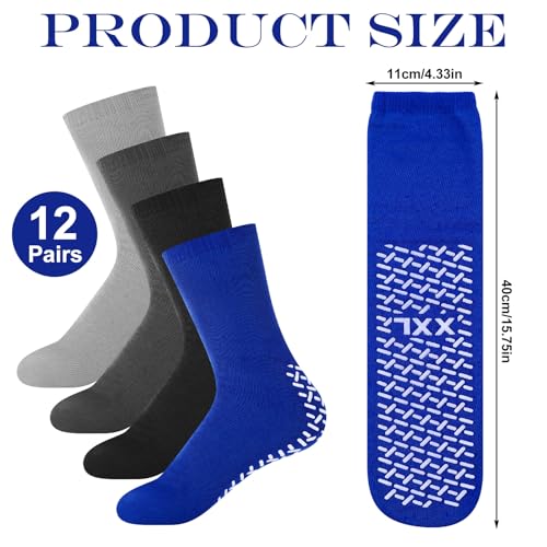 Foaincore 12 Pairs Non Slip Hospital Socks with Grips for Men Women Single Tread Slipper Socks for Seniors Patients2