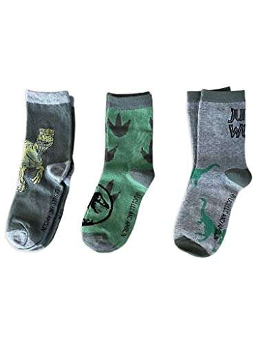 3 Pares De Calcetines Jurassic Park De Algodón Para Niños En Pack De 3 - Colores Oscuros (23-26)