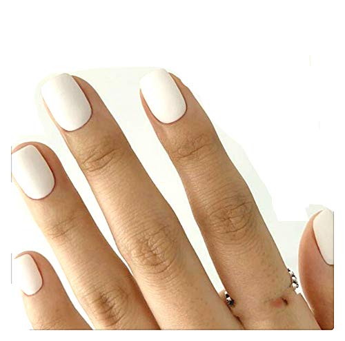 Cathercing 24 Pcs Ballerina Pure Color Matte Coffin Nails Full Cover False Nails Short False Beauty Nails Square Fake Gel Tips Art Nail Stickers for Women Girls Gift Halloween (white)