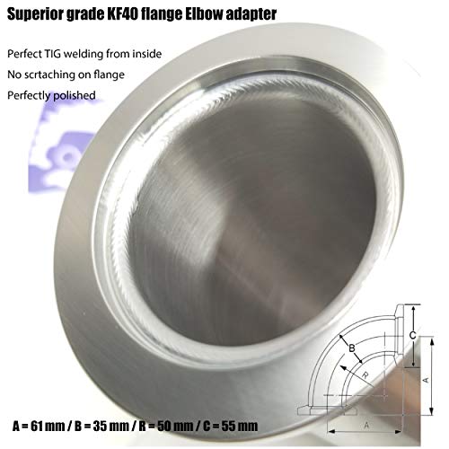 Image of ISO-KF Flange Elbow Fitting with KF16 / KF25 / KF40 Flange (90 KF40 Elbow)